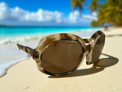 Beautiful Vintage Italy Oversized Transparent Tiger Striped Butterfly Sunglasses - Image 1 of 4