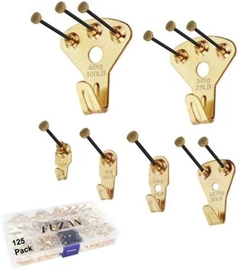 125 Pcs Heavy Duty Picture Hanging Kit With Nails for Gold, Gold - Picture 1 of 9