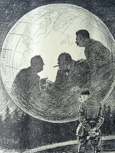 1943 Original Print WW2 CHURCHILL ROOSEVELT & STALIN - THE FATES DECIDE - Picture 1 of 2