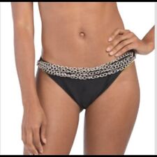 KENDALL + KYLIE Black Chain Link Strap Bikini Bottom Swimwear KKS-10206 Size L