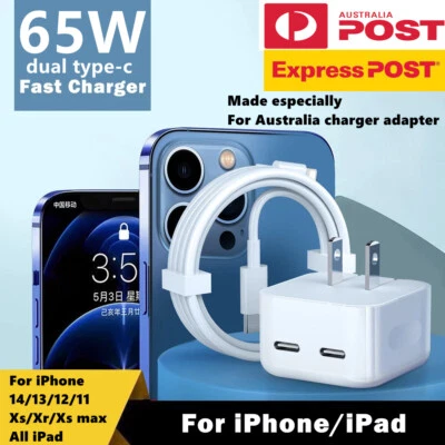 65W Dual Type-C to C PD Fast Wall Charger Adapter For iPhone17 16/15 14/13/12/11 - image 1 of 4