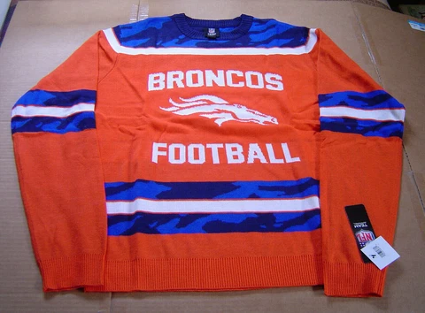 Denver Broncos Sweater Large New With Tags NFL Team Apparel Orange & Blue Cover