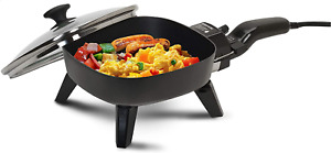 Electric Frying Pan With Glass Lid Cooking Skillet Fry Pan Small Mini Portable