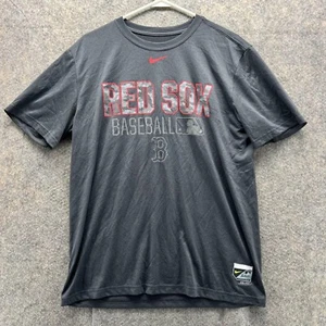 Nike Shirt Men Large Gray Athletic Tee Swoosh Dri Fit Polyester Boston Red Sox - Picture 1 of 12