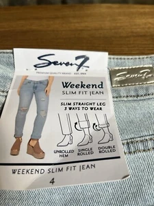 Seven 7 Women’s Blue Denim Weekend Slim Fit Jeans Size 4 Distressed MSRP $69 - Picture 1 of 12