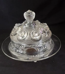 Vintage Butter-/Käseschale aus Pressglas mit Kuppel - Bild 1 von 9