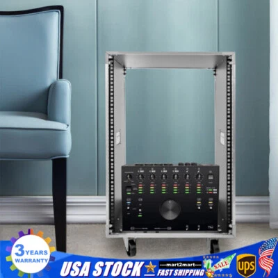 16U Server Rack Open Frame Rolling Network Data Rack 19 inch With Casters 4 Post - Image 1 of 4