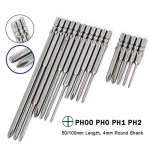 Magnetic Cross Bits Set PH00 PH0 PH1 PH2 Screwdriver Drill Bit Φ4mm Round Shank - Picture 1 of 30