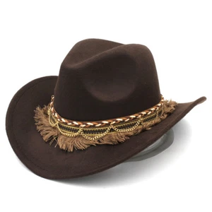 Kids Boys Western Cowboy Hat Girls Cowgirl Cap w/ Tassel Belt for Birthday Party - Picture 1 of 23