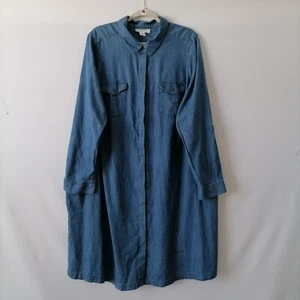 Motherhood Women's Blue Roll Tab Sleeve Denim Midi Shirtdress Maternity Size 1X - Picture 1 of 9