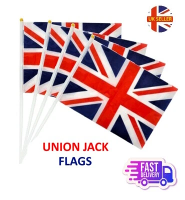 MUSTBEBONKERS UNION JACK HAND HELD FLAG FESTIVAL PARADE WAVING CELEBRATION FLAGS MARCH PARTY