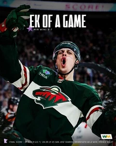 Joel Eriksson Ek 4 Goal Game April 9, 2025 Minnesota Wild 8x10 NHL Hockey Photo - Picture 1 of 1