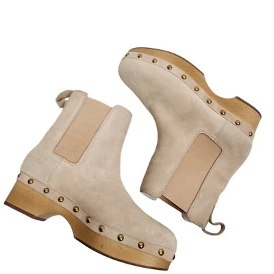 J. CREW Botas Mujer 8 Bronce Arcilla Crema Gamuza Piel Sintética Forradas Chelsea Zueco Cabina Foto 1 de 4