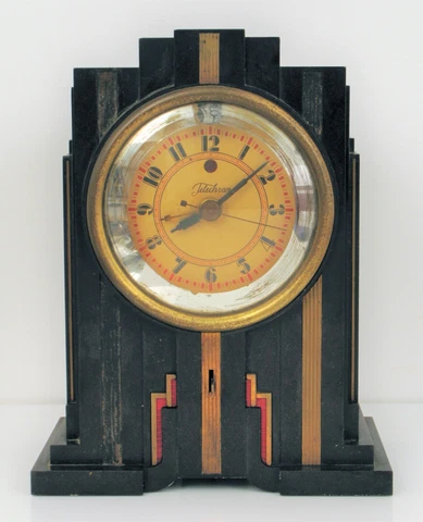 VTG ART DECO TELECHRON ELECTROLARM 700 ART DECO SKYSCRAPER DESK CLOCK BAKELITE ! Cover