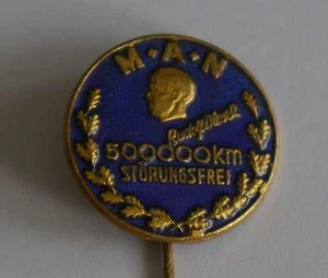 MAN 500 000 km störungsfrei Rudolf Diesel emailliert gold PIN LKW Anstecknadel - Bild 1 von 1