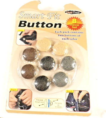 Handy Trends Smart Fit Button- Fix Popped Off Jeans Pants Shorts 8 Piece Set New - Image 1 of 4