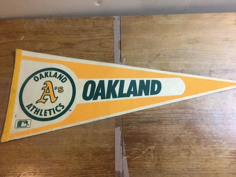 (2) TWO VINTAGE OAKLAND ATHLETICS PENNANTS, MLB - SEE PICS FOR CONDITION Cover