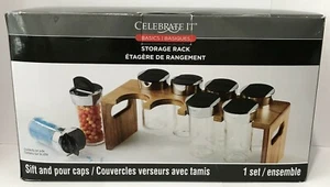 Spice Jar and Rack Set 8pc Celebrate It Open Box - Picture 1 of 6