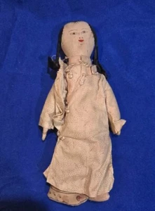 Antike 9 Zoll chinesische Stoffpuppe Stoff Stoff authentische Kleidung 1930er Handarbeit - Bild 1 von 9