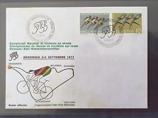 SUIZA FDC 1971 HELVETIA 2-5.9.1971 MENDRISIO bicicleta de carretera campeonato mundial