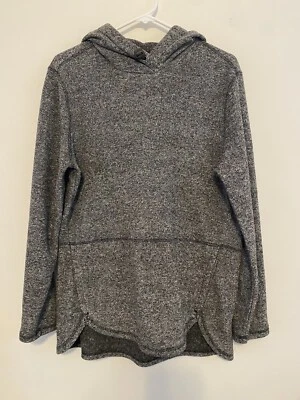BKE Buckle Hoodie Womens L Gray Black Fleece Sweatshirt Pockets Long Sleeve - Image 1 of 3