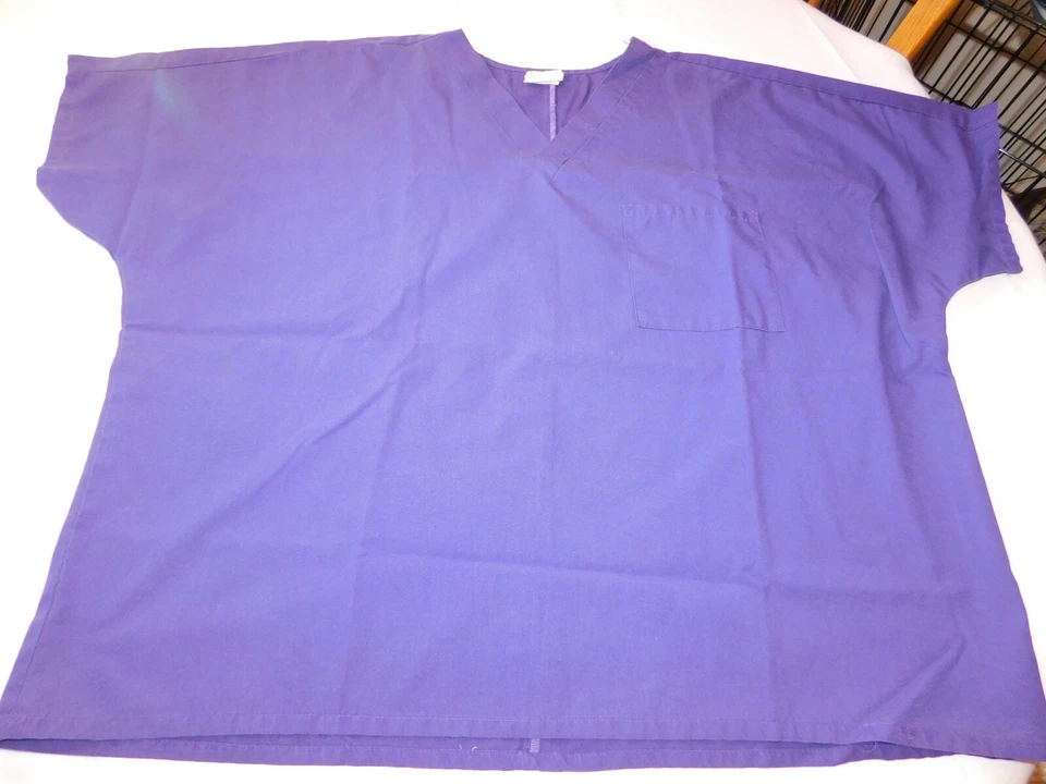 Simply Basic Unisex Mens womens Short Sleeve V Neck Scrubs shirt 2XL Purple GUC - Image 1 of 3