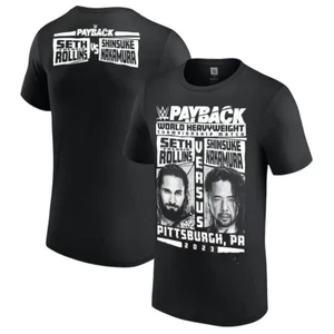 Men's WWE Black Seth "Freakin" Rollins vs. Nakamura 2023 Payback Adult 2XL New - Picture 1 of 5
