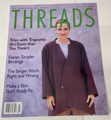 Threads Sewing back issue Magazines March 1997 #69 Machine-Sew TAUNTON'S - Image 1 of 4