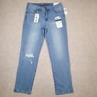 NWT Seven 7 Jeans Womens Size 12 Tummyless High Rise Straight Blue 34x32 Pants