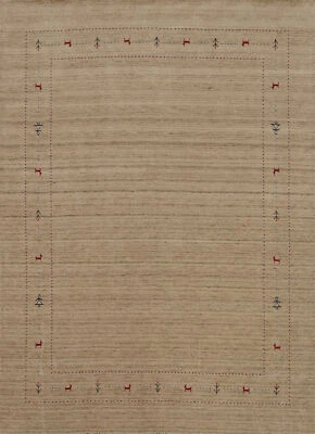 Earth-tone Color Artisan-made Wool Area Rug Hand-knotted Gabbeh Carpet 8x10 ft - Image 1 of 4