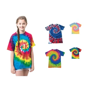 Colortone Kinder Tie-Dye Crew Neck Tee TD02B - buntes Baumwoll Kurzarm T-Shirt - Bild 1 von 9