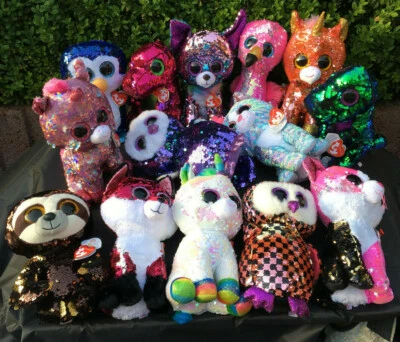 W-F-L TY Flippables mit Pailletten Boos Glubschi Stofftier Auswahl 22 - 35 cm