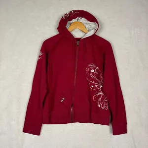 Vintage Hard Rock Cafe Women's Amsterdam Red Full Zip Hoodie Jacket Size LARGE. - Picture 1 of 14