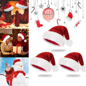 Christmas Adults Kids Santa Hat Home Warm Plush Xmas Cap Cosplay Costume Hats - Picture 1 of 15