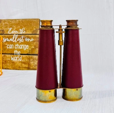 Antique Maritime Handmade Victorian Marine Nautical Binocular With Leather Case - Image 1 of 4