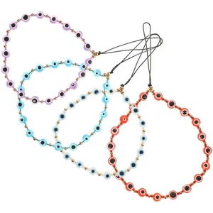 4 Pcs Mobile Phone Straps Evil Eye Cellphone Beaded Charm Lanyard - Zdjęcie 1 z 12
