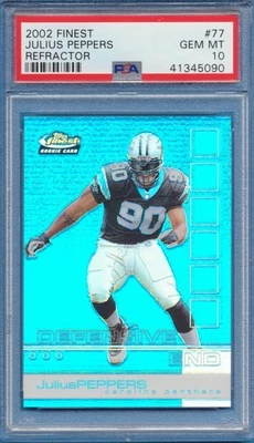 PSA 10 Julius Peppers 2002 Topps Finest #77 Refractor/250 RC Rookie Panthers Foto 1 de 2