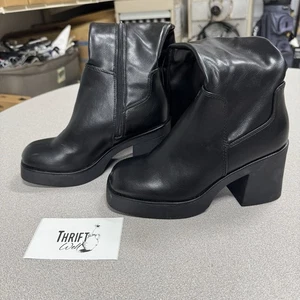 CALL IT SPRING Women's Black Leather High Heel Side Zip Boots 19” Size 6 - Picture 1 of 8