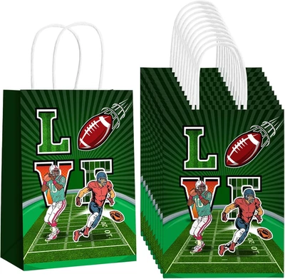 24 Piezas Bolsas para Favor de Fiesta de Fútbol, Bolsas de Regalo de Fútbol con Asas, Papel de Fútbol  Foto 1 de 4