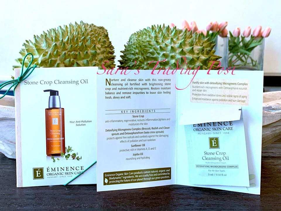 6 amostras de cartão de limpeza ÓLEO DE LIMPEZA Eminence Stone Crop 3 ml/0,1 oz cada + bônus 🎁 - Imagem 1 de 1