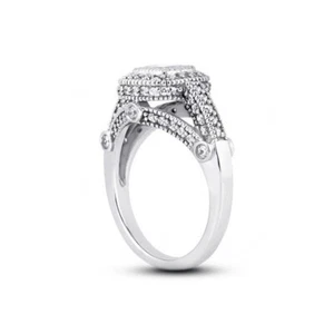 Anillo de compromiso con halo de oro blanco de diamantes naturales certificados princesa D/VS2 3,16 quilates D/VS2 - Imagen 1 de 6