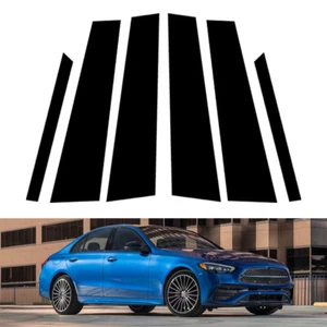 Window Pillar Posts Sticker Black Fits For Mercedes-Benz C-Class 2022 2023 2024 - Picture 1 of 12