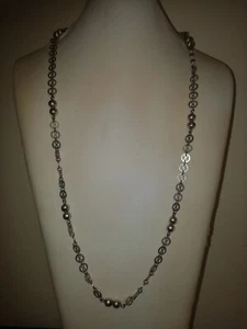 Splendida Lunga  Collana Vintage In Argento 835 - Foto 1 di 8