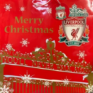 BOLSA DE REGALO OFICIAL DE PRODUCTO LIVERPOOL F.C INSIGNIA DE NAVIDAD FOTO COPOS DE NIEVE - Imagen 1 de 1