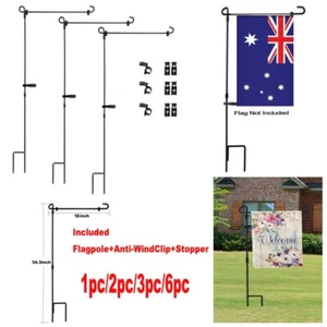 1-6pc Garden Flag Pole Bracket Flagpole Stand Holder Outdoor Banner Bracket AU - Picture 1 of 21