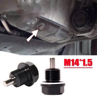 M14*1.5 Magnetic Engine Oil Drain Plug Nut Screw Bolt Oil Drain Sump Nut Black - Image 1 of 4
