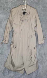 Size 10 Reg VTG 80s London Fog Trench Raincoat Khaki Belted - Picture 1 of 13