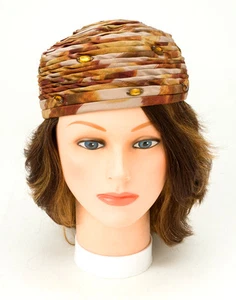 Vintage "LEMINGTON" women's PILLBOX HAT 1950s w/jewels -EX! - Picture 1 of 7