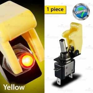 SOLID YELLOW Missile Cover 12V RED LED Light Toggle Racing 3 Pin Switch SPST - Picture 1 of 7