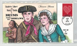 2015 COLLINS HANDPAINTED 4955 LOVE STAMP CLAUDETTE COLBERT & HENRY FONDA - Picture 1 of 1